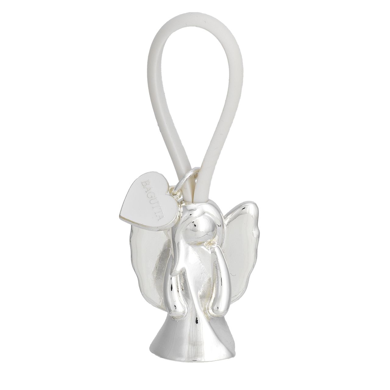 PORTACHIAVI ANGELO 2 SILVER PLATED GANCIO IN SILICONE BIANCO